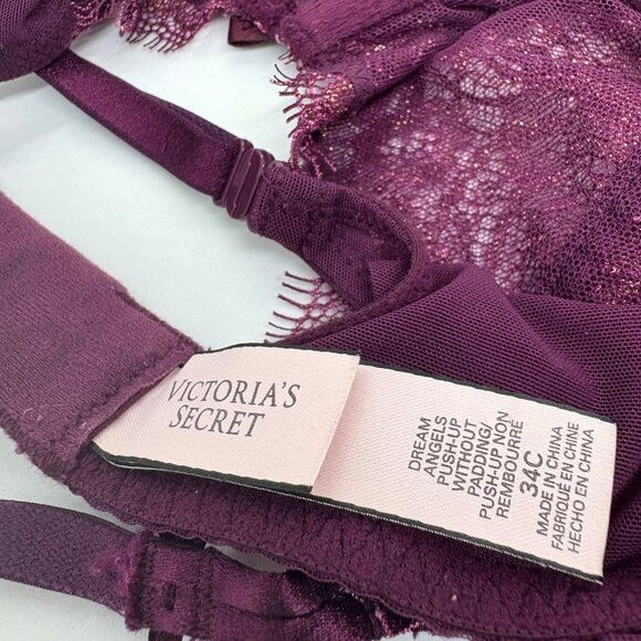 Victoria's Secret Dream Angels Wicked Push Up Without Padding Lace Bra 34C - Picture 3 of 3